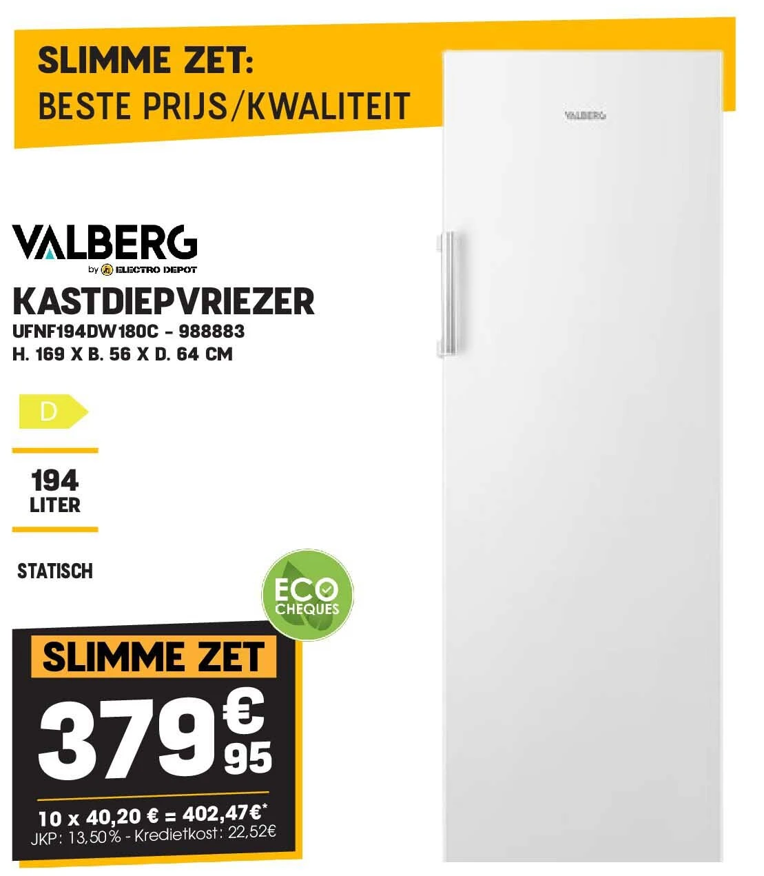 Valberg KASTDIEPVRIEZER UFNF194DW180C