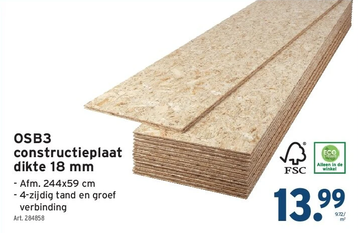 OSB3 constructieplaat dikte 18 mm