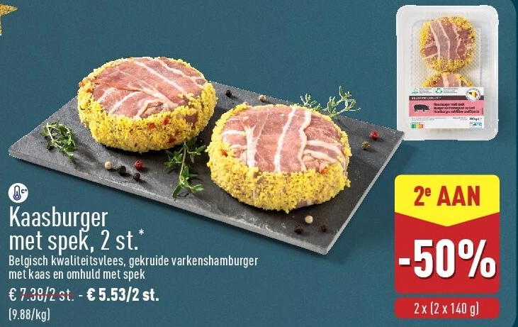 Kaasburger met spek, 2st