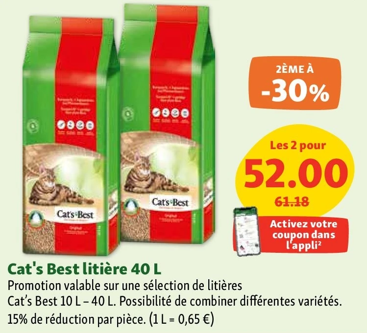 Cat's Best litière 40 L