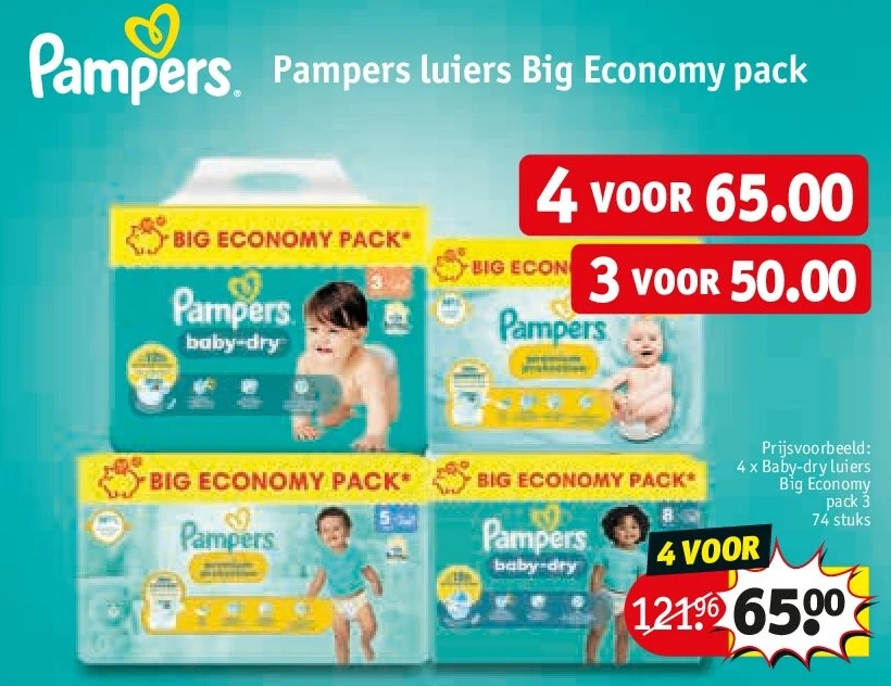4 x Baby-dry luiers Big Economy pack 3 74 stuks