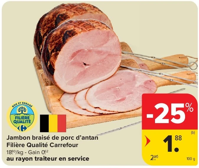 Jambon braisé de porc d’antan Filière Qualité Carrefour