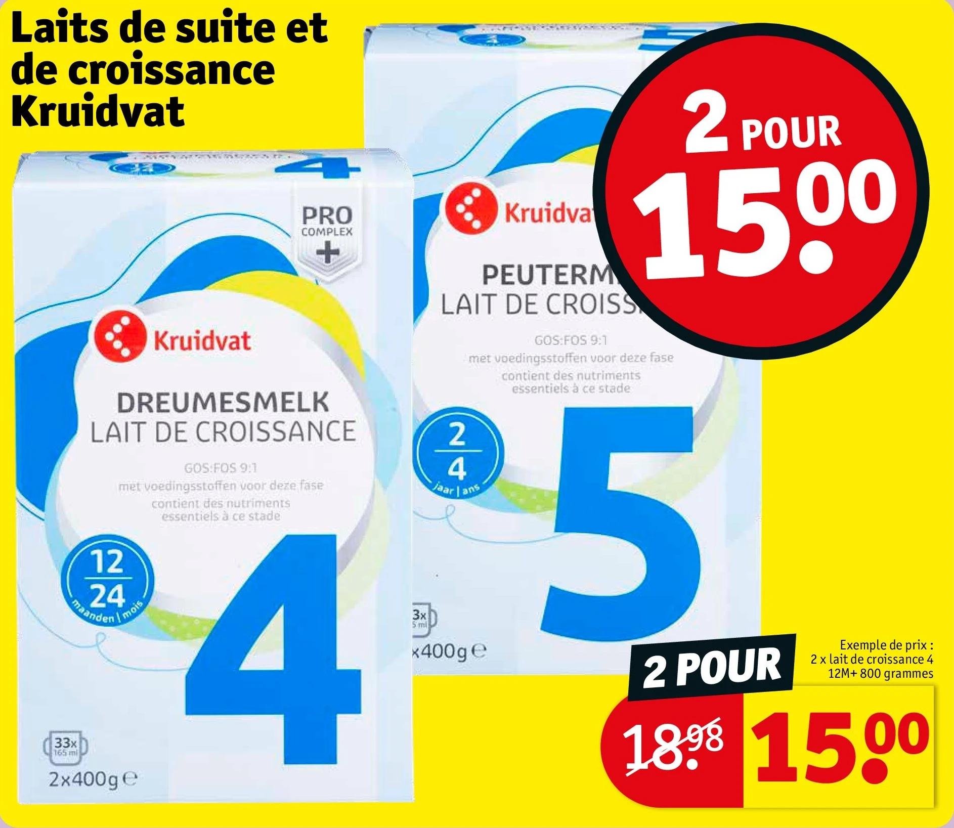 Laits de suite et de croissance Kruidvat 2 POUR