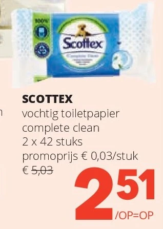 SCOTTEX vochtig toiletpapier complete clean 2 x 42 stuks