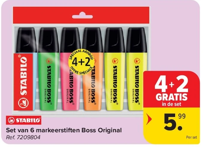 Set van 6 markeerstiften Boss Original