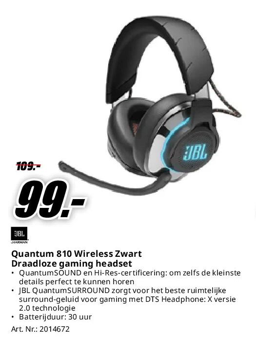 JBL Quantum 810 Wireless Zwart Draadloze gaming headset