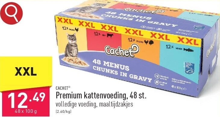 Premium kattenvoeding, 48 st.