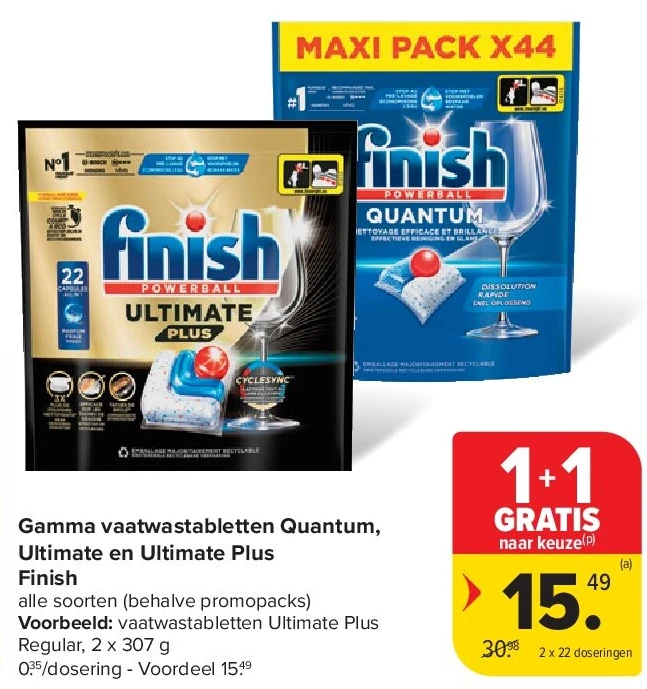 Gamma vaatwastabletten Quantum, Ultimate en Ultimate Plus Finish