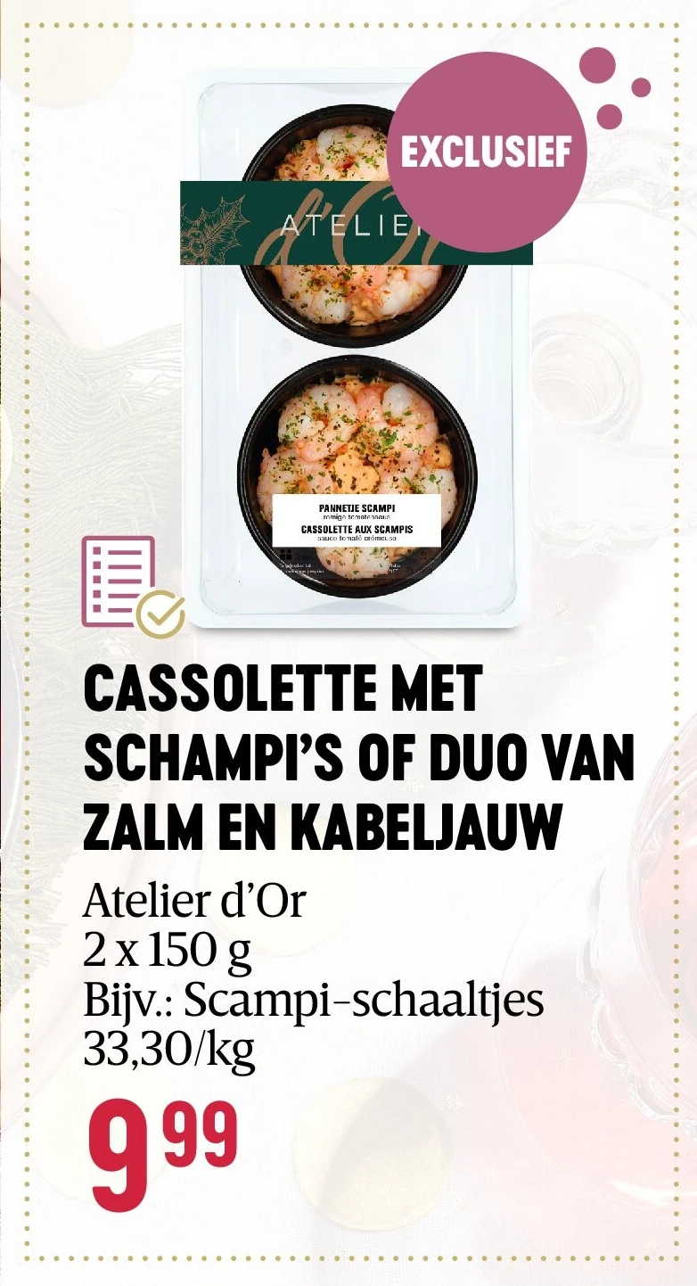 CASSOLETTE MET SCHAMPI’S OF DUO VAN ZALM EN KABELJAUW