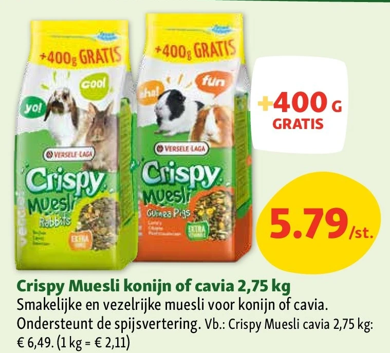 Crispy Muesli konijn of cavia 2,75 kg