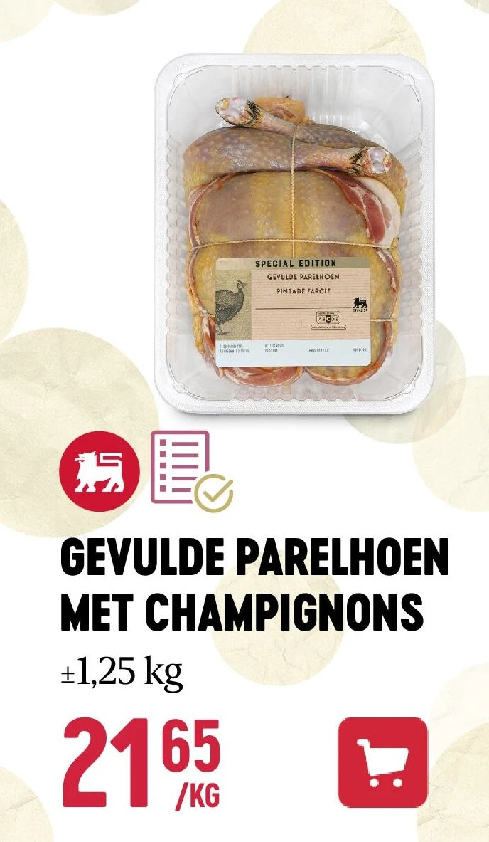 GEVULDE PARELHOEN MET CHAMPIGNONS