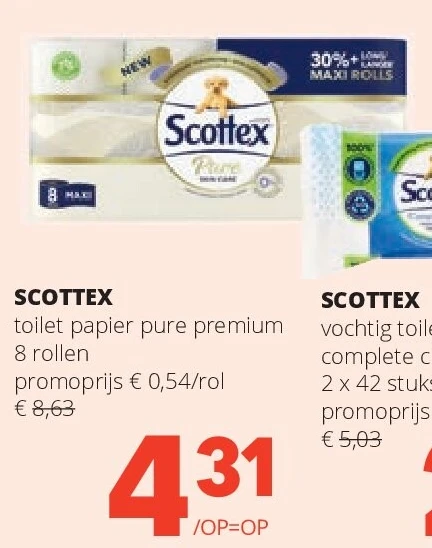 SCOTTEX toilet papier pure premium 8 rollen