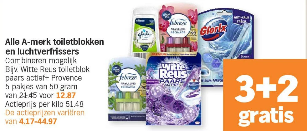 Alle A-merk toiletblokken en luchtverfrissers