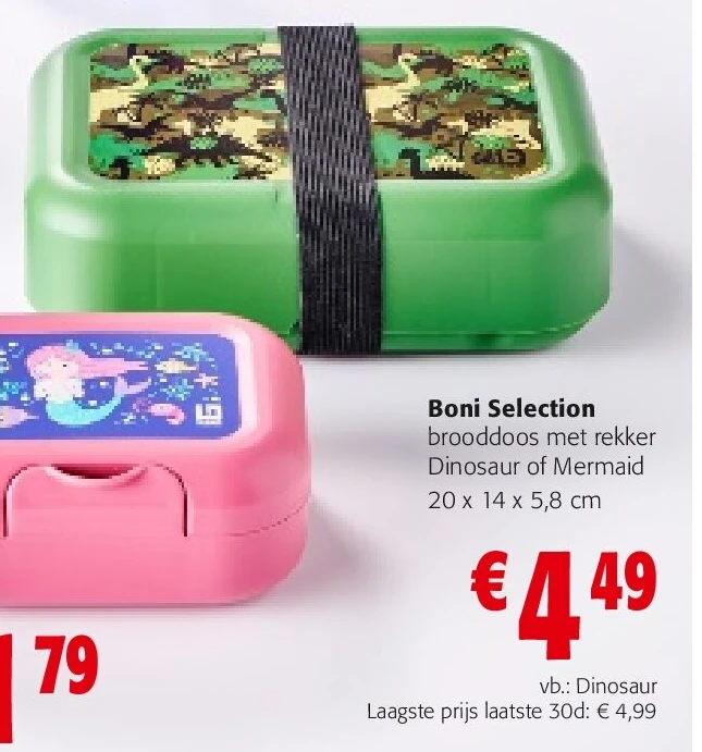 Boni Selection brooddoos met rekker Dinosaur of Mermaid 20 x 14 x 5,8 cm