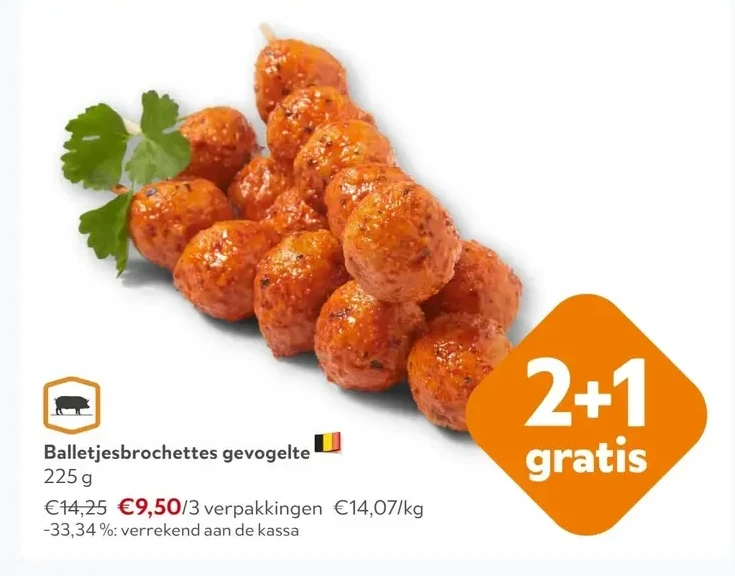 Balletjesbrochettes gevogelte