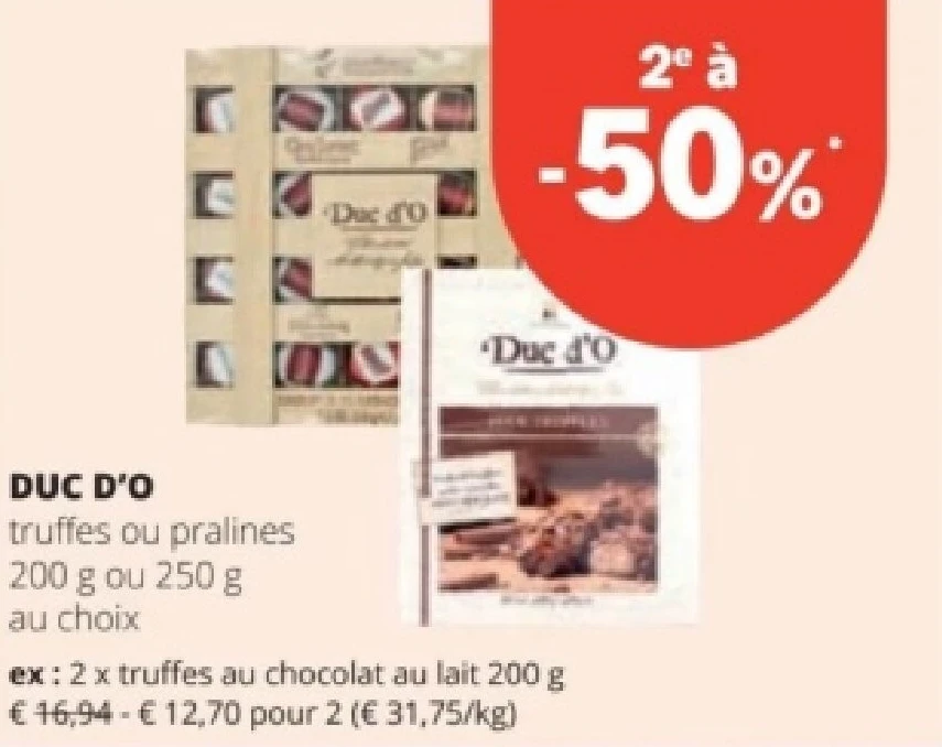DUC D'O truffes ou pralines 200 g