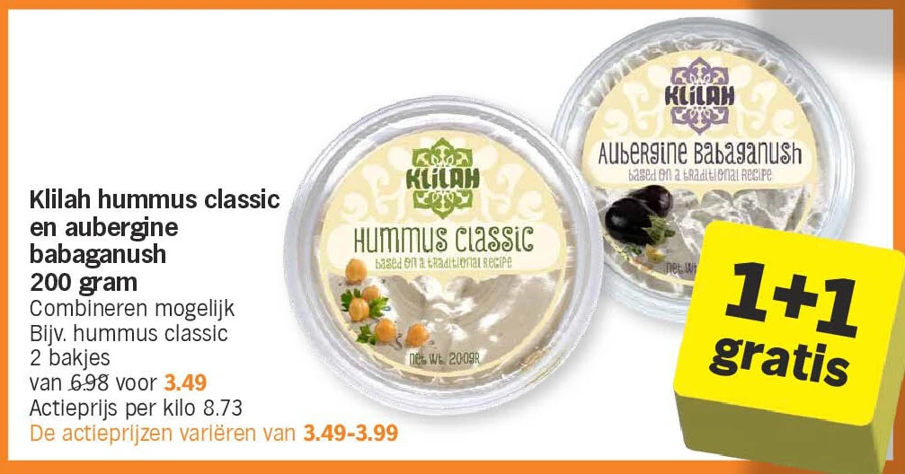 Klilah hummus classic en aubergine babaganush 200 gram