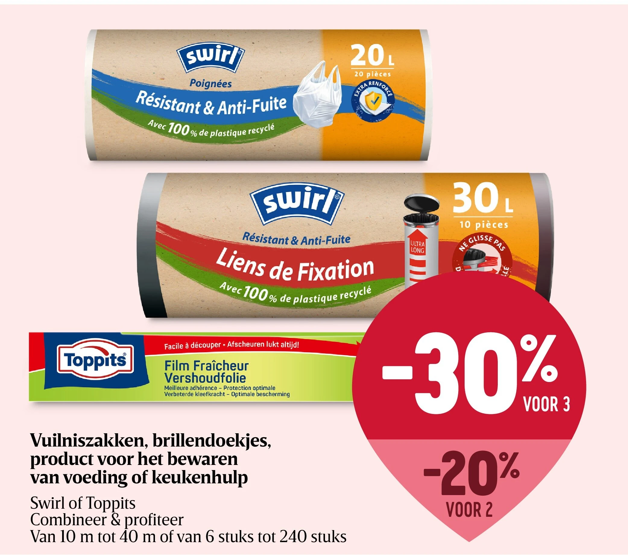 Vuilniszakken, brillendoekjes, product voor het bewaren van voeding of keukenhulp