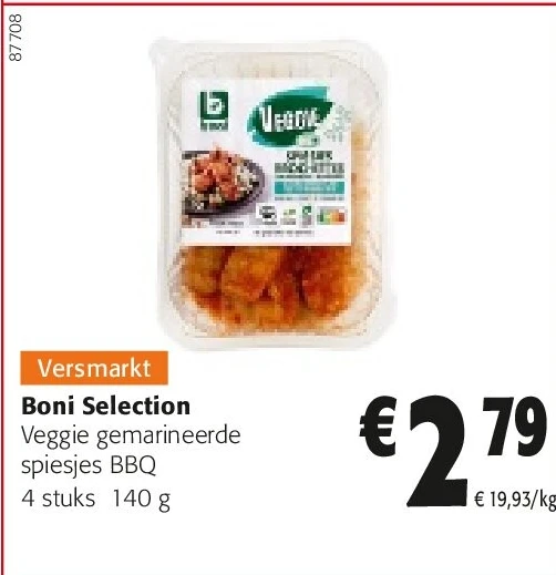 Boni Selection Veggie gemarineerde spiesjes BBQ 4 stuks 140 g