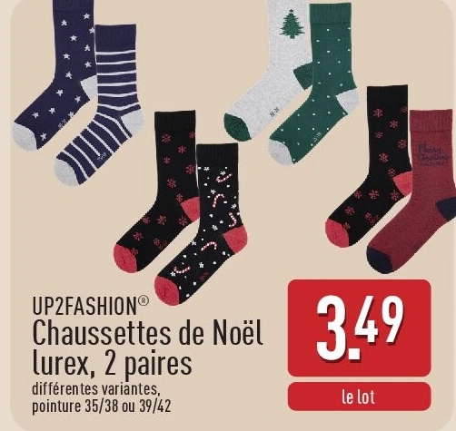 Chaussettes de Noël lurex, 2paires