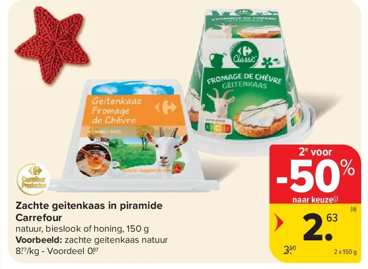 Zachte geitenkaas in piramide Carrefour