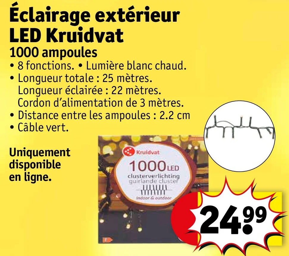 Éclairage extérieur LED Kruidvat 1000 ampoules