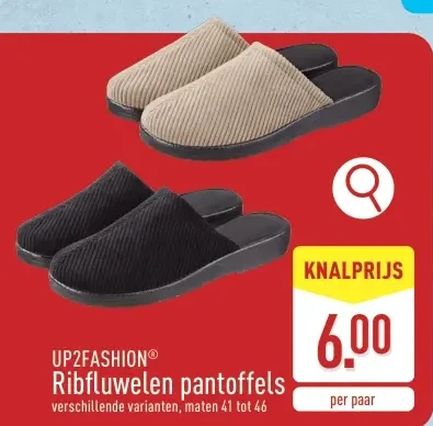 Ribfluwelen pantoffels
