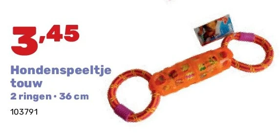 Hondenspeeltje touw 2 ringen • 36 cm