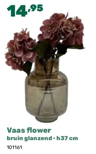 Vaas flower bruin glanzend • h37 cm