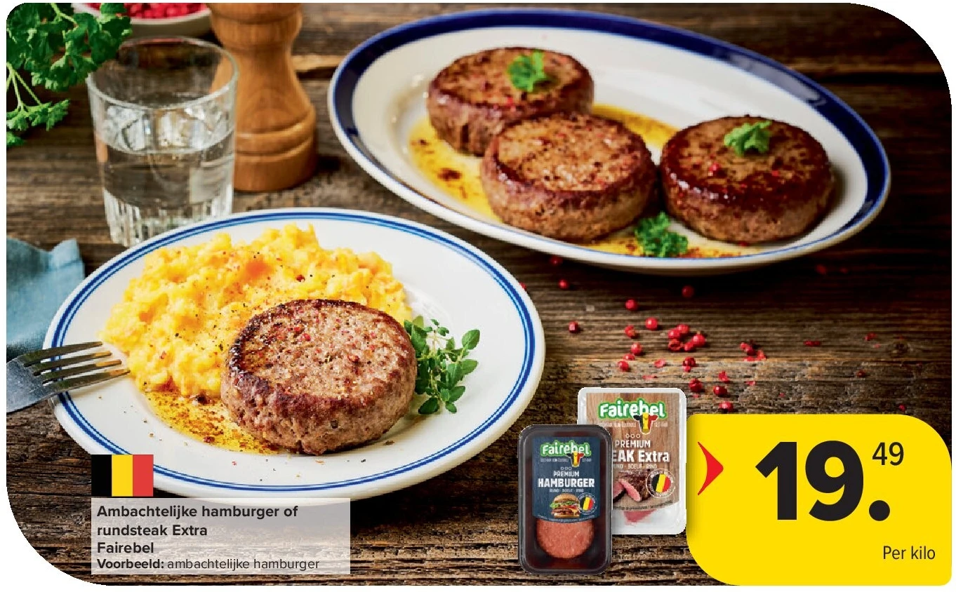Ambachtelijke hamburger of rundsteak Extra Fairebel