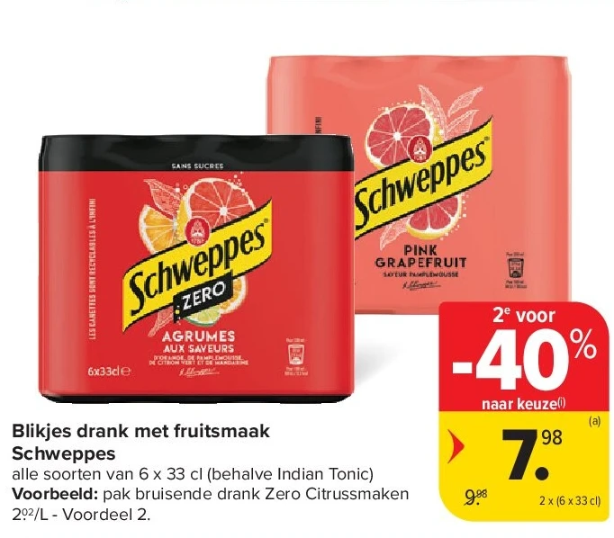 Blikjes drank met fruitsmaak Schweppes