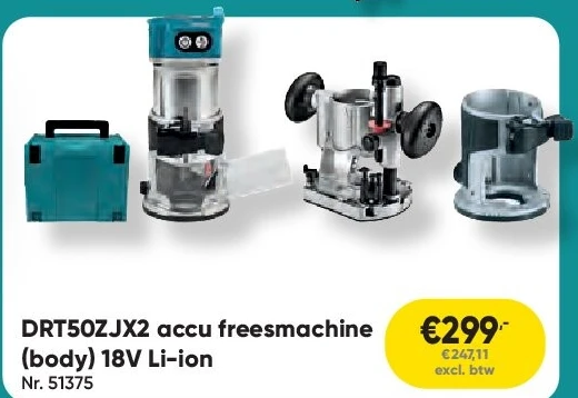 DRT50ZJX2 accu freesmachine (body) 18V Li-ion