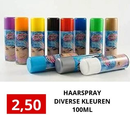 HAARSPRAY DIVERSE KLEUREN 100ML