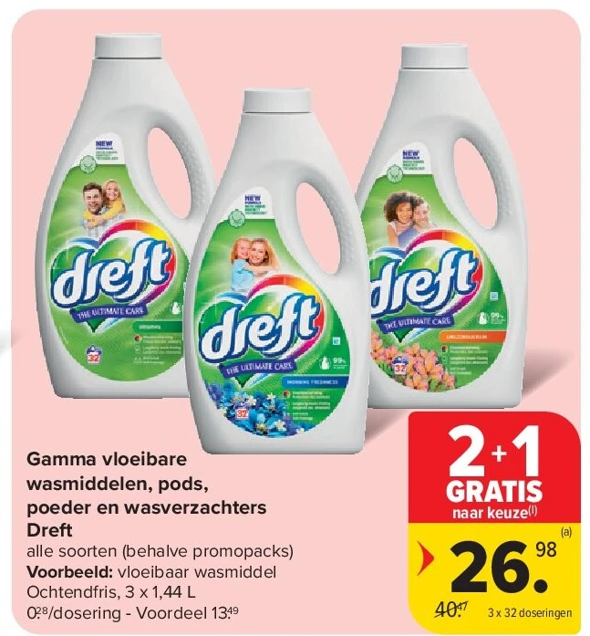 Gamma vloeibare wasmiddelen, pods, poeder en wasverzachters Dreft