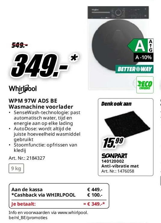 WPM 97W ADS BE Wasmachine voorlader