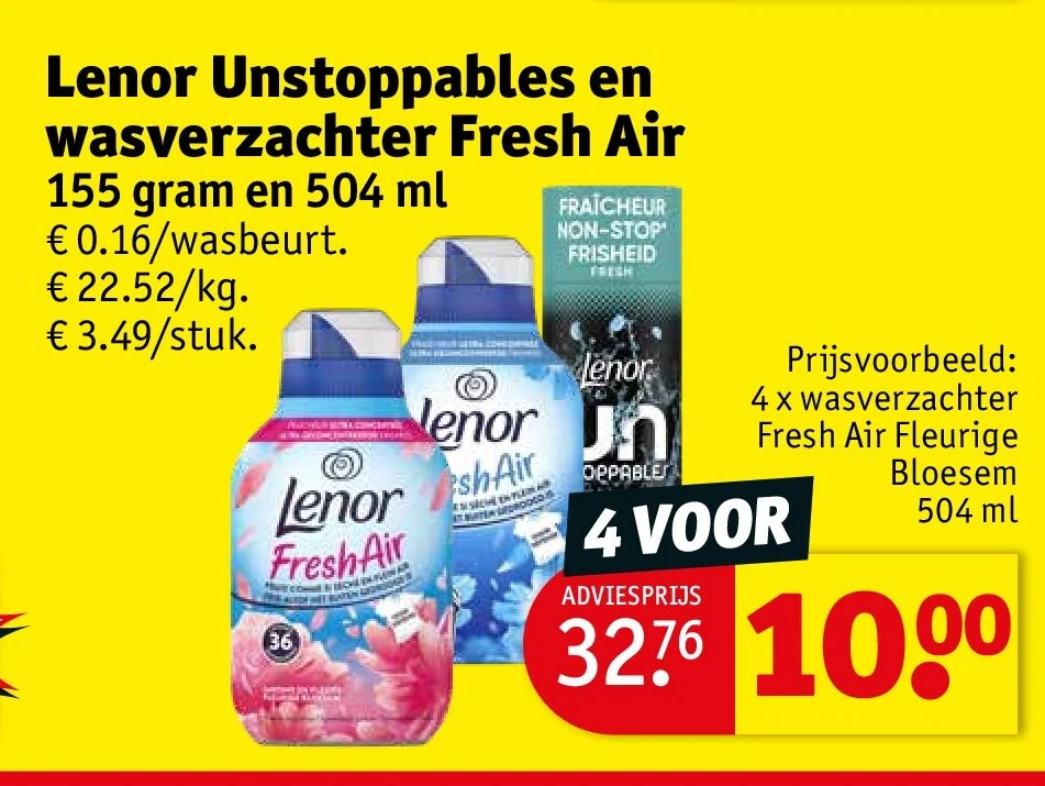 Lenor Unstoppables en wasverzachter Fresh Air