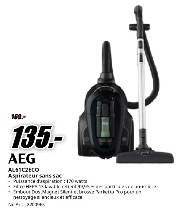 Aeg AL61C2ECO Aspirateur sans sac