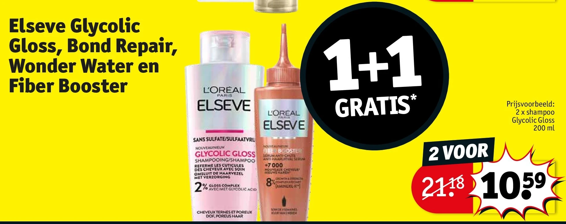 Elseve Glycolic Gloss, Bond Repair, Wonder Water en Fiber Booster