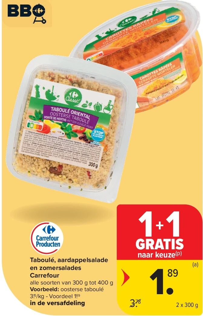 Taboulé, aardappelsalade en zomersalades Carrefour