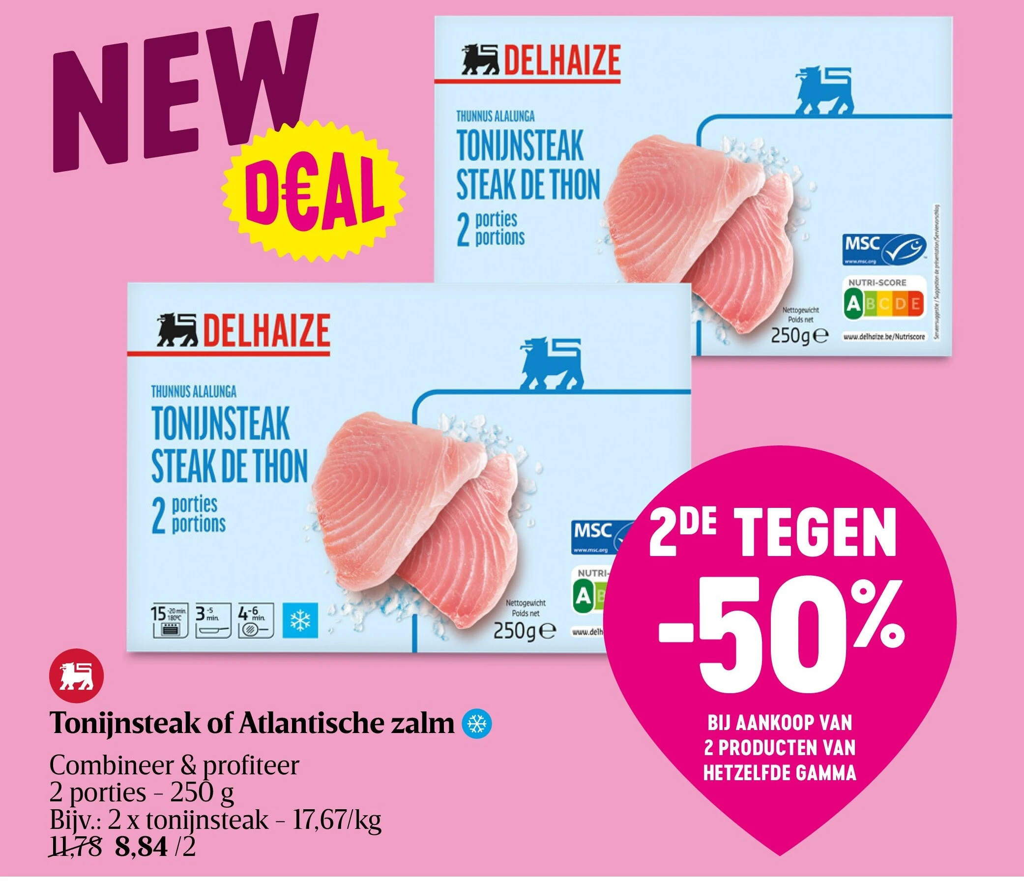 Tonijnsteak of Atlantische zalm