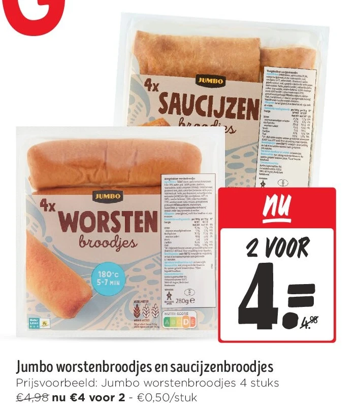 Jumbo worstenbroodjes en saucijzenbroodjes