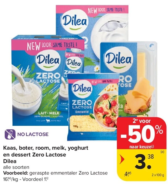 Kaas, boter, room, melk, yoghurt en dessert Zero Lactose Dilea