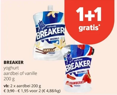 BREAKER yoghurt aardbei of vanille 200 g