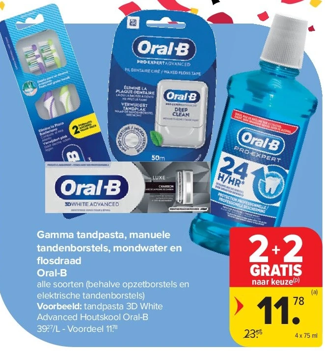 Gamma tandpasta, manuele tandenborstels, mondwater en fl osdraad Oral-B