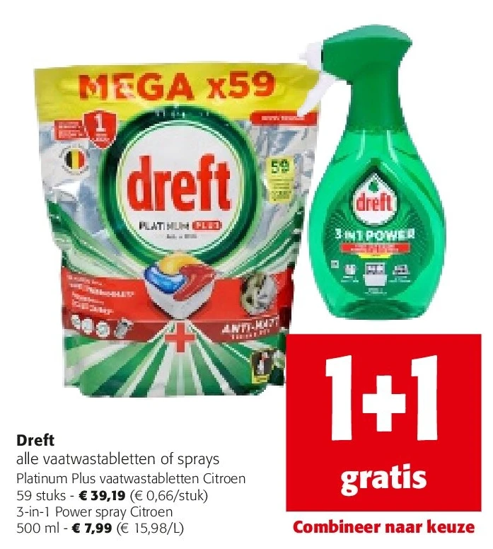 Dreft Platinum Plus vaatwastabletten Citroen 59 stuks