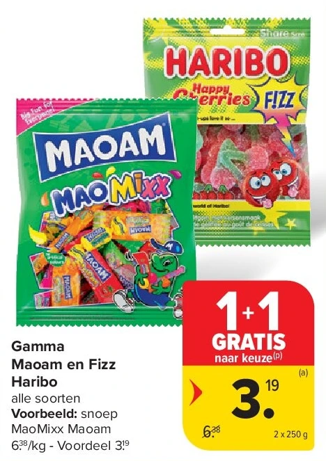 Gamma Maoam en Fizz Haribo