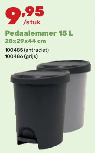 Pedaalemmer 15 L 28x29x44 cm