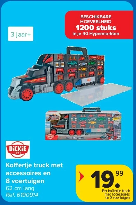 Koffertje truck met accessoires en 8 voertuigen