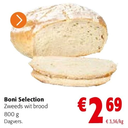 Boni Selection Zweeds wit brood 800 g