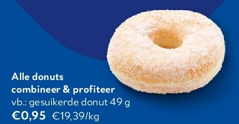 Alle donuts gesuikerde donut 49 g
